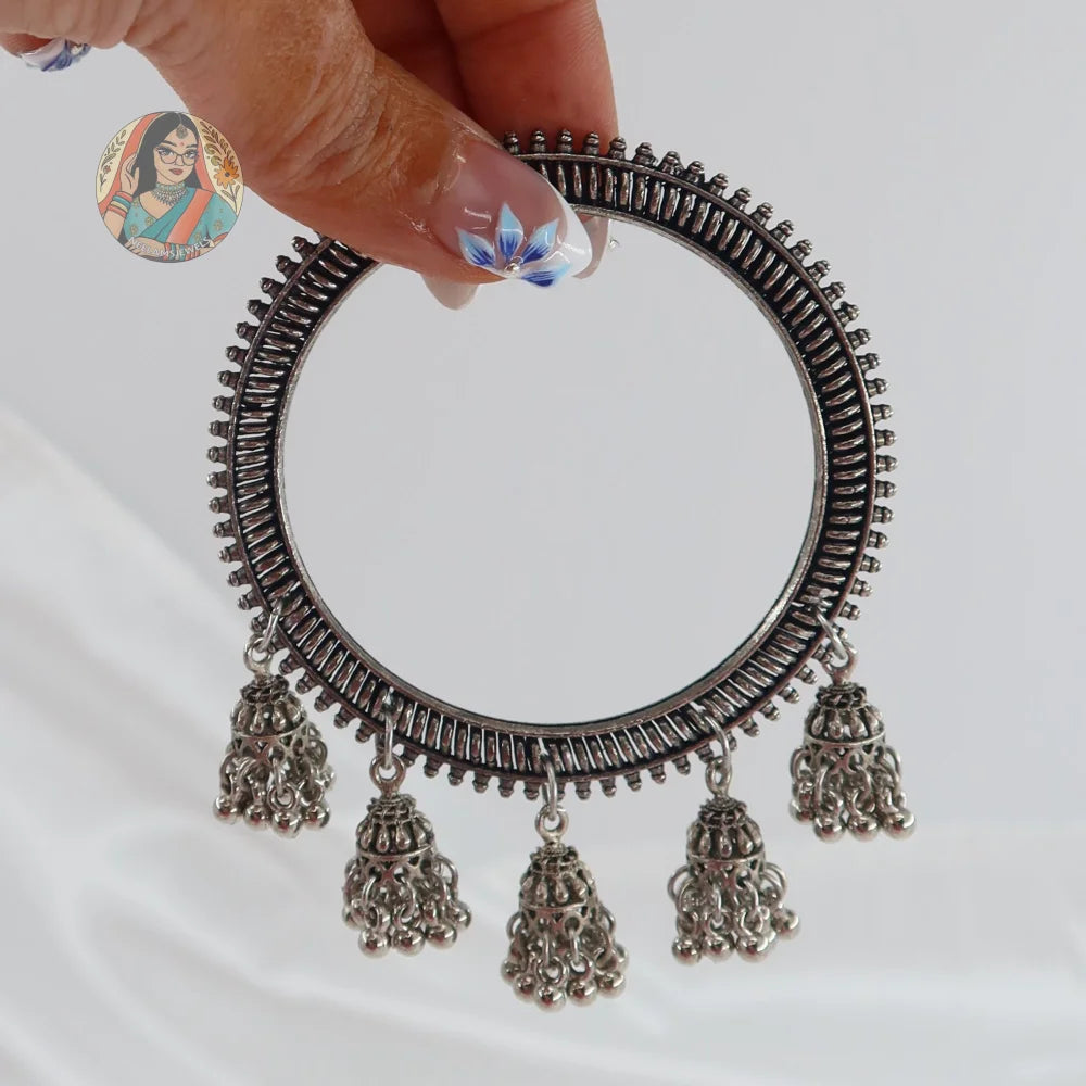 Archana Oxidized Jhumka Bangles (Grey)