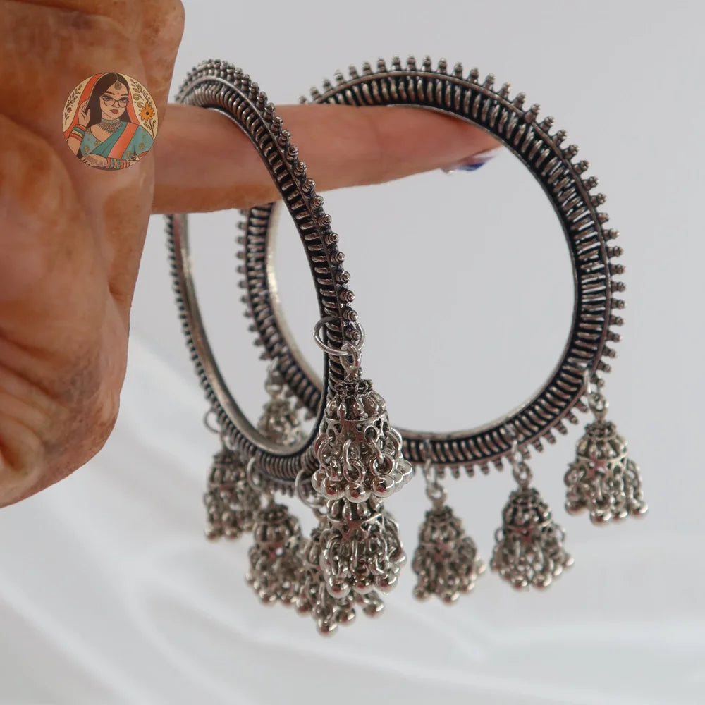 Archana Oxidized Jhumka Bangles (Grey)