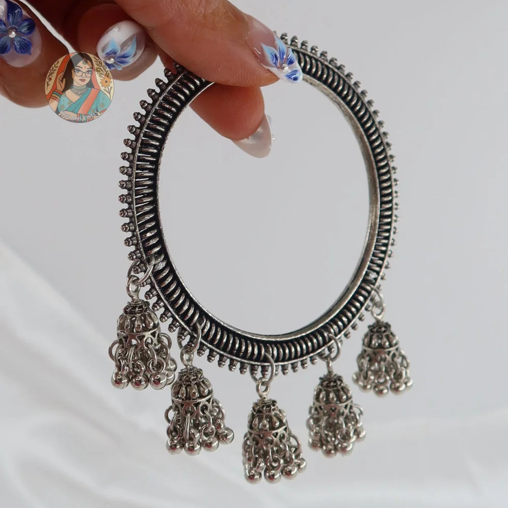 Archana Oxidized Jhumka Bangles (Grey)
