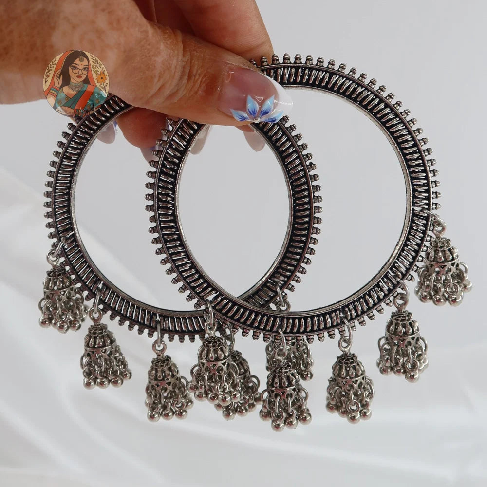 Archana Oxidized Jhumka Bangles (Grey)