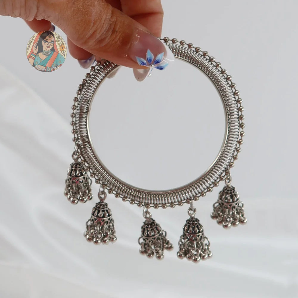 Archana Oxidized Jhumka Bangles (Silver)