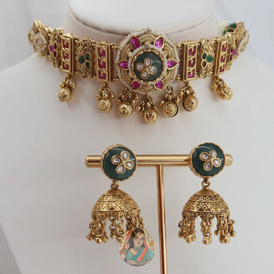 Athiya Heritage Necklace Set (Green)