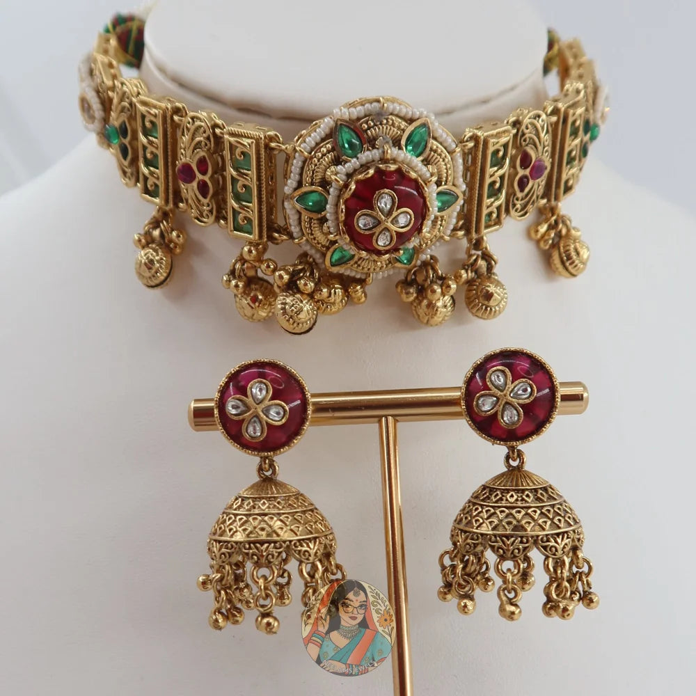 Athiya Heritage Necklace Set (Red)