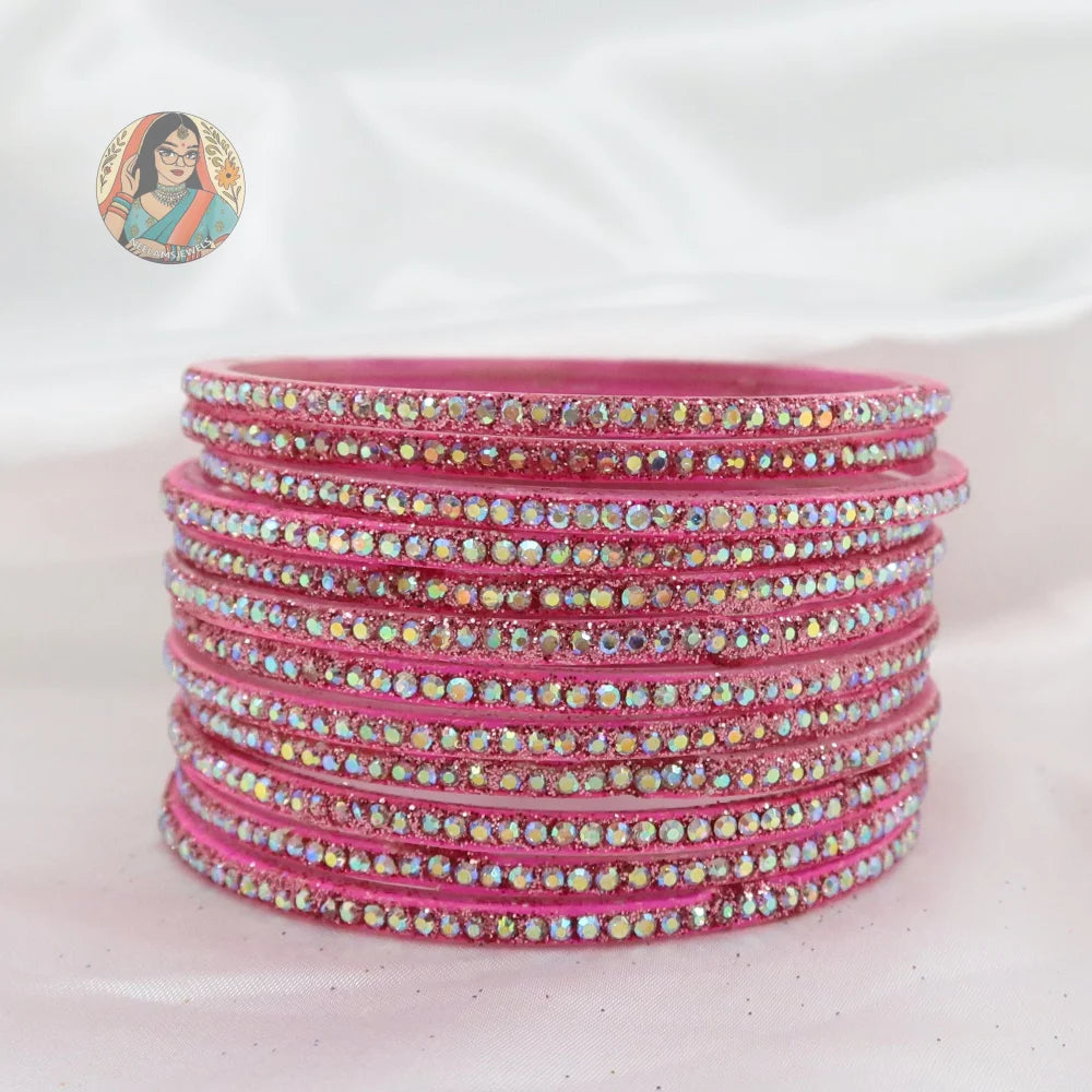 ’Baby Pink’ Bebo Glitter Glass Bangle Set