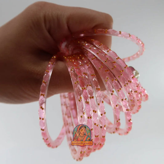 ’Baby Pink’ Glass Bangle Set