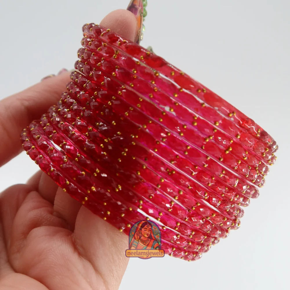’Barbie Pink’ Glass Bangle Set
