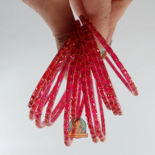 ’Barbie Pink’ Glass Bangle Set