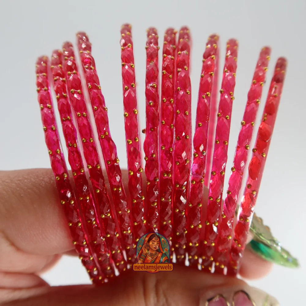 ’Barbie Pink’ Glass Bangle Set