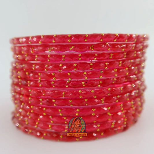 ’Barbie Pink’ Glass Bangle Set