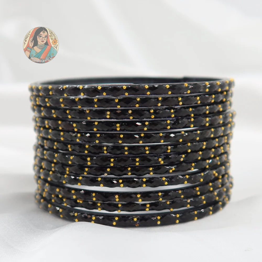 ’Black’ Crystal Cut Glass Bangle Set