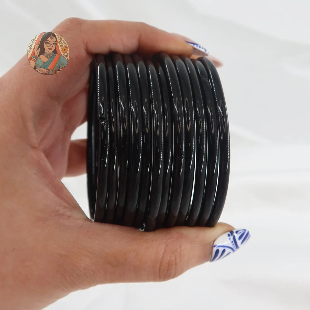 ’Black’ Rang Pakka Glass Bangle Set