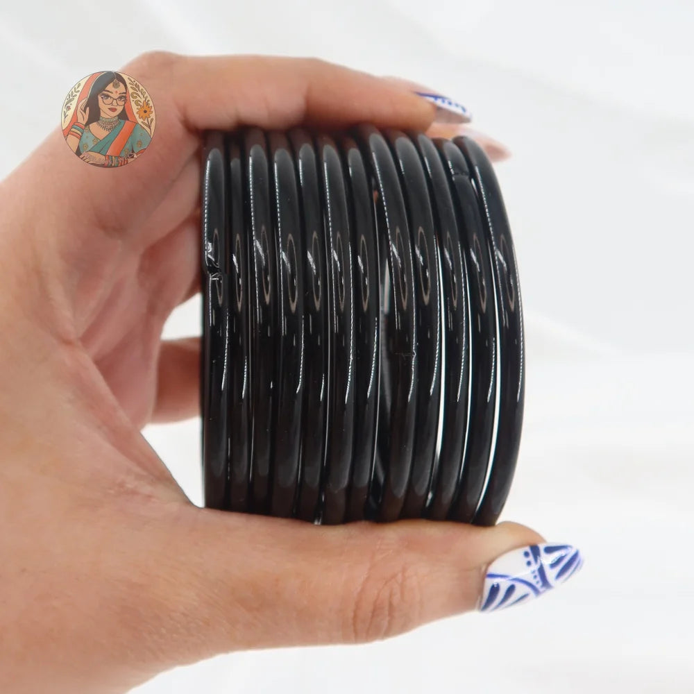 ’Black’ Rang Pakka Glass Bangle Set
