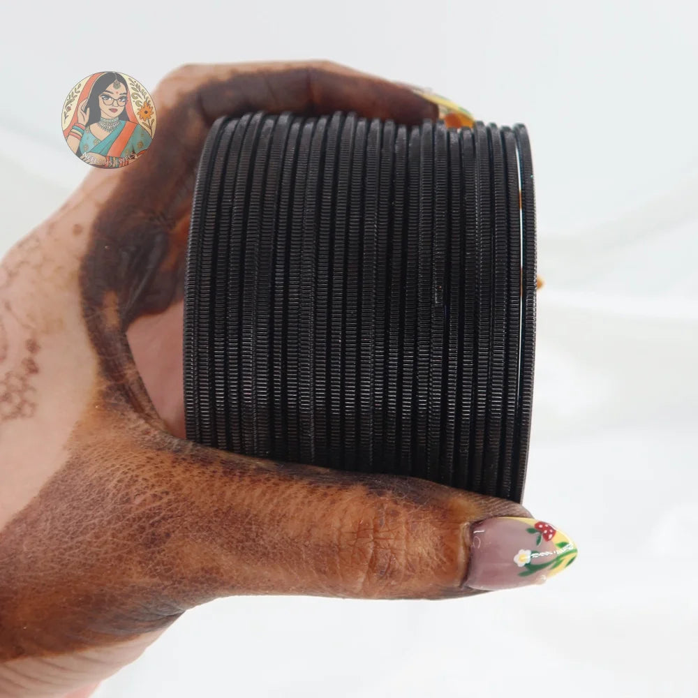 ’Black’ Shiny Plain Bangle Set