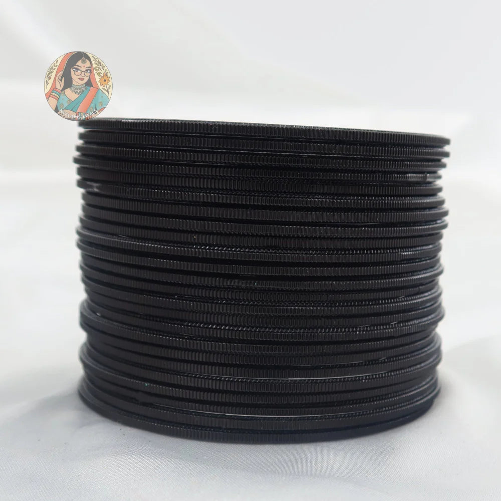 ’Black’ Shiny Plain Bangle Set