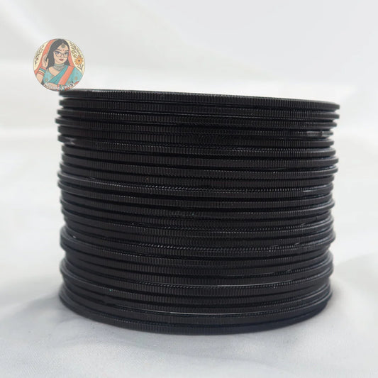 ’Black’ Shiny Plain Bangle Set