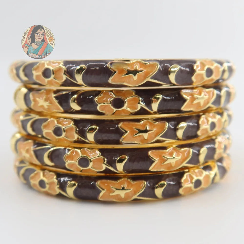 Blossom - Meenakari Bracelet 3 - Purple/Orange