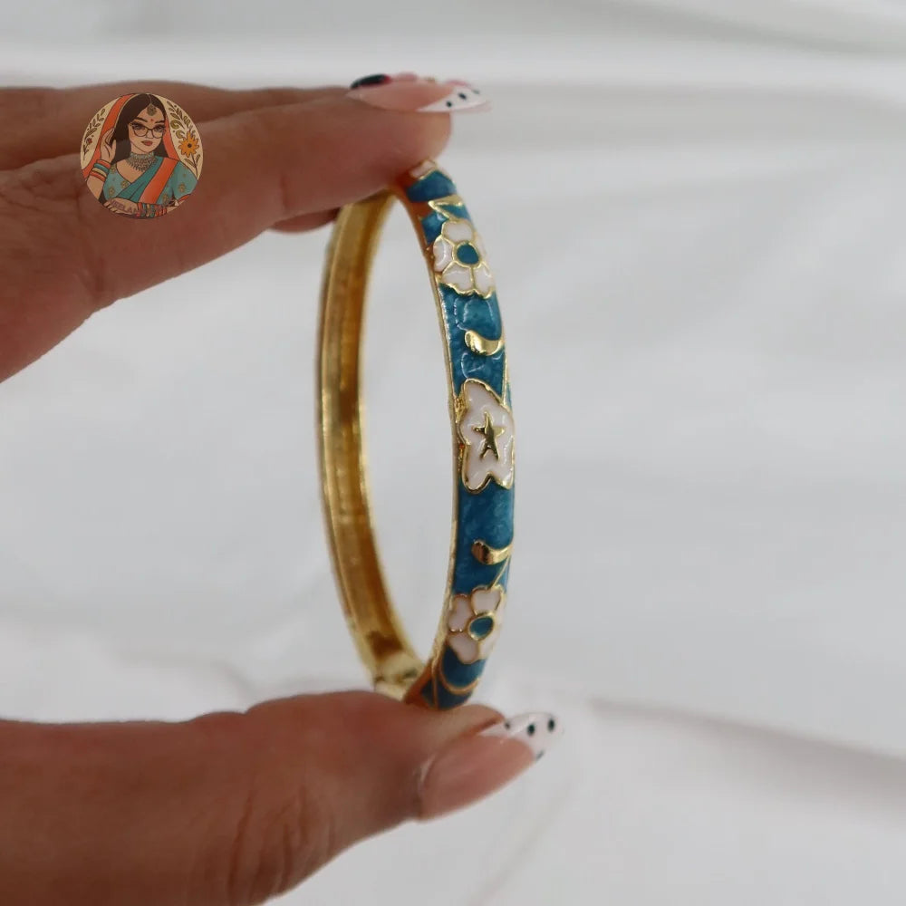 Blossom - Meenakari Bangle - 5 -Blue/White