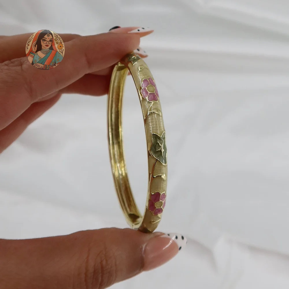 Blossom - Meenakari Bangle - 7 - Yellow/Purple/Blue