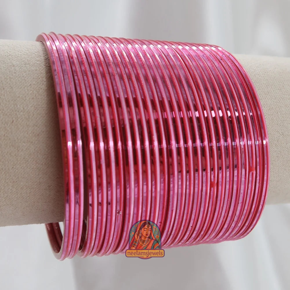 ’Blush Pink’ Metallic Bangle Set