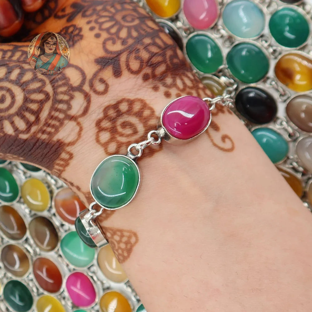 Brass Agate Stone Bracelet