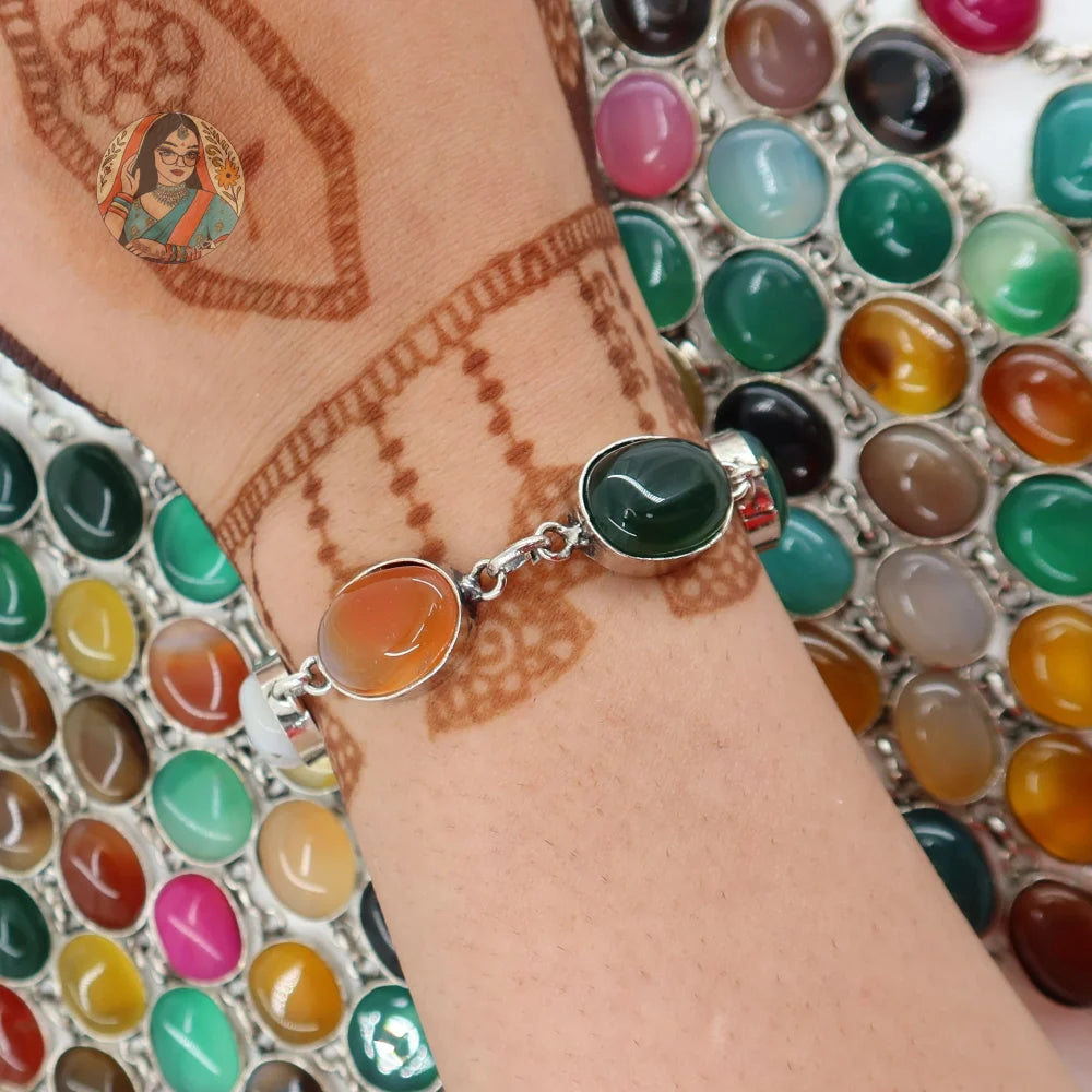 Brass Agate Stone Bracelet