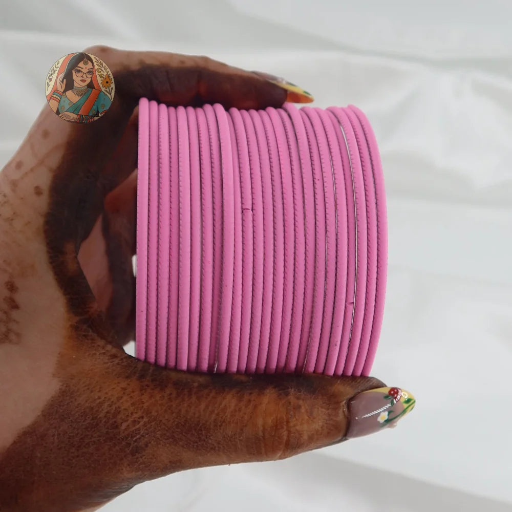 ’Bubblegum Pink’ Plain Matte Bangle Set