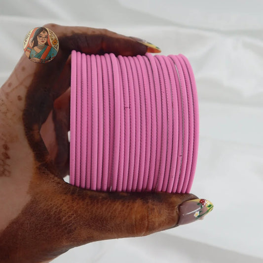 ’Bubblegum Pink’ Plain Matte Bangle Set