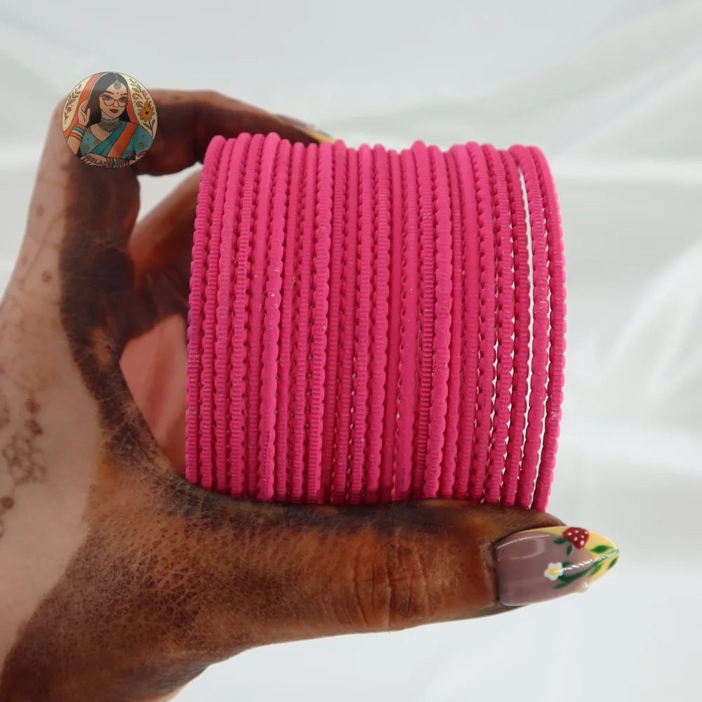 ’Candy Floss’ Matte Textured Ridged Bangle Set