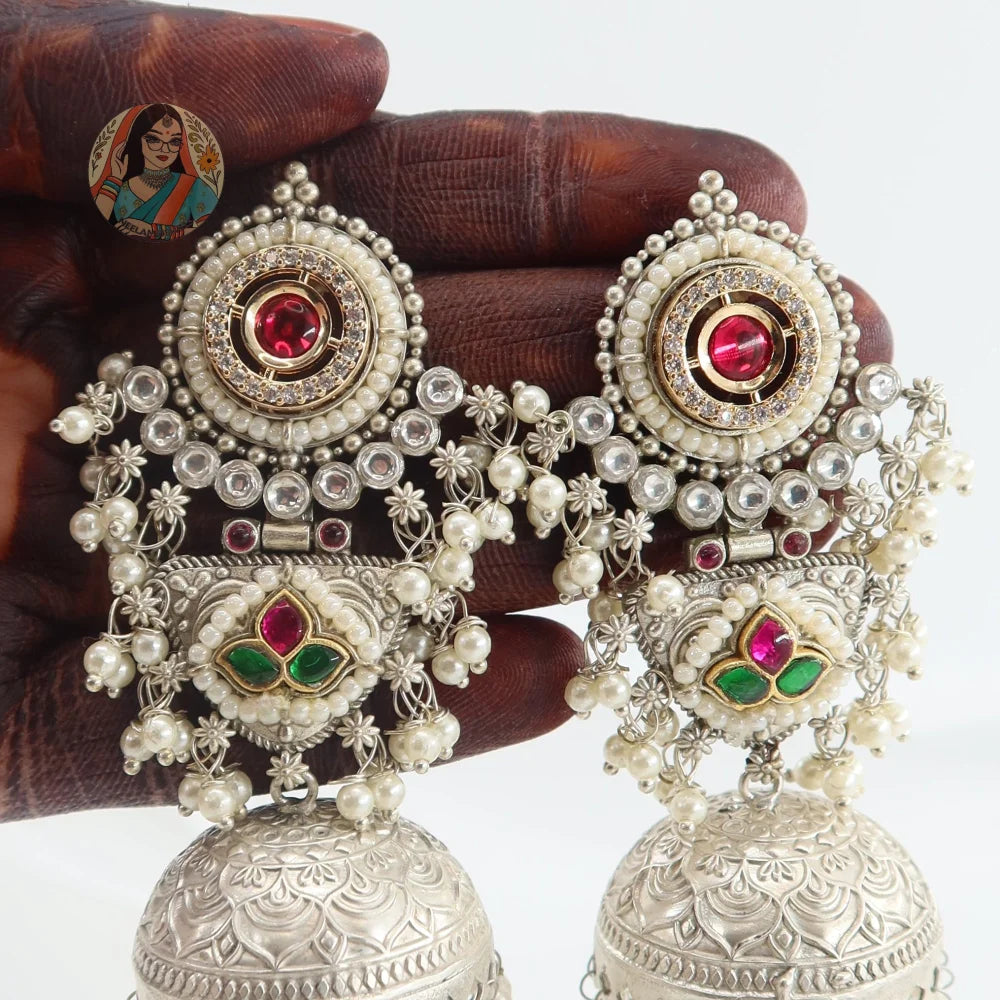Chaitra Silver Earrings