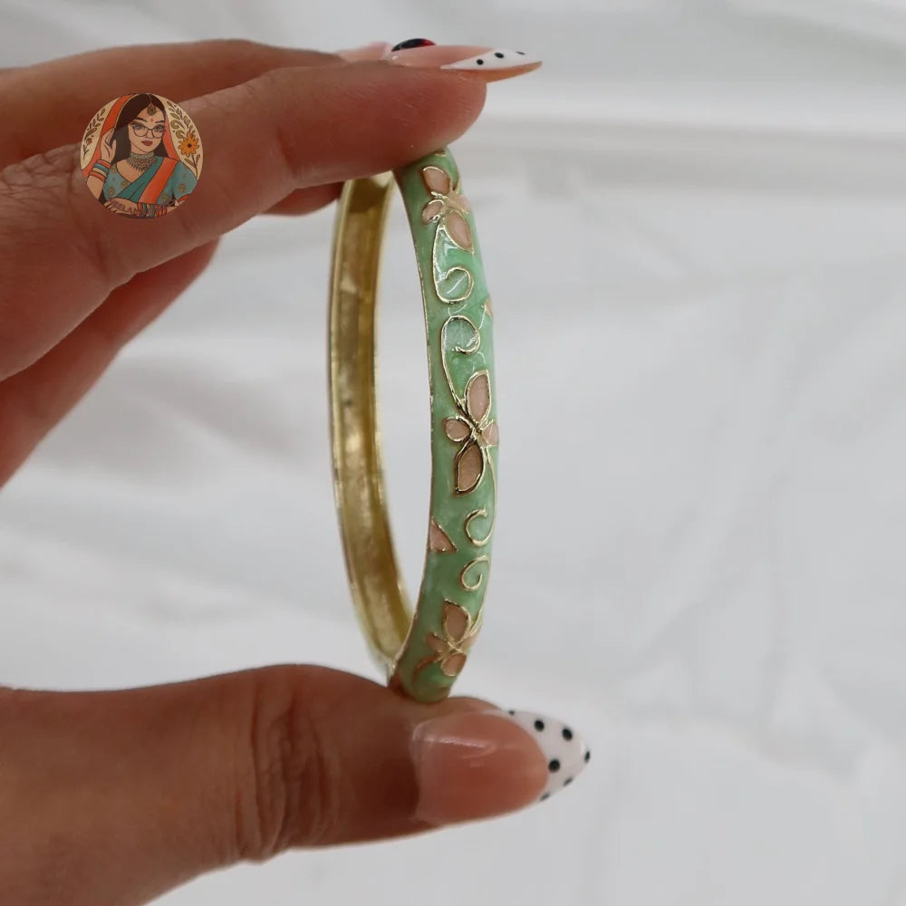 Chameli Meenakari Bangle - 10 - Blue/Pink