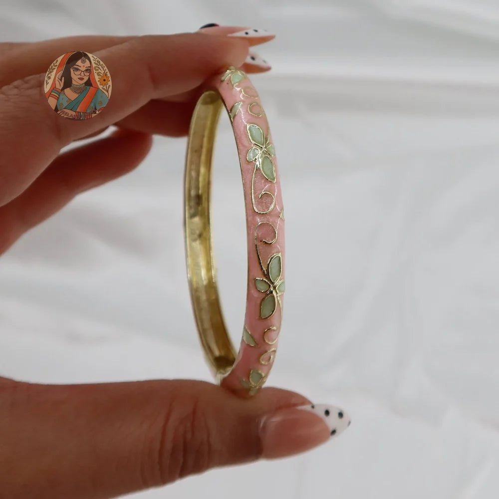 Chameli Meenakari Bangle - 12 - Baby Pink/Blue