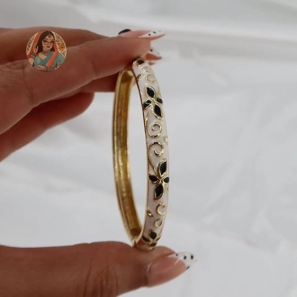 Chameli Meenakari Bangle - 2 - White/Black