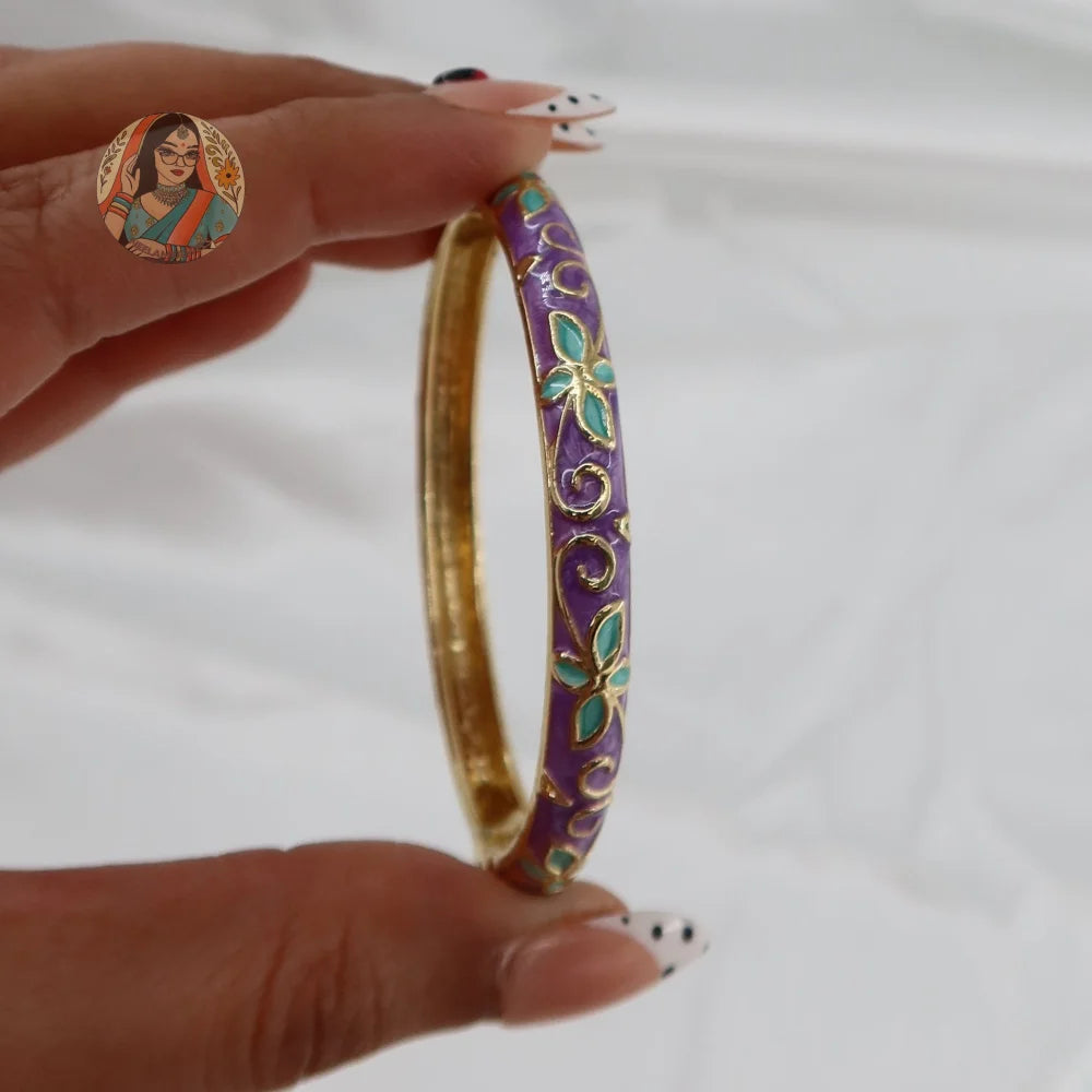 Chameli Meenakari Bangle - 4 - Purple/Blue