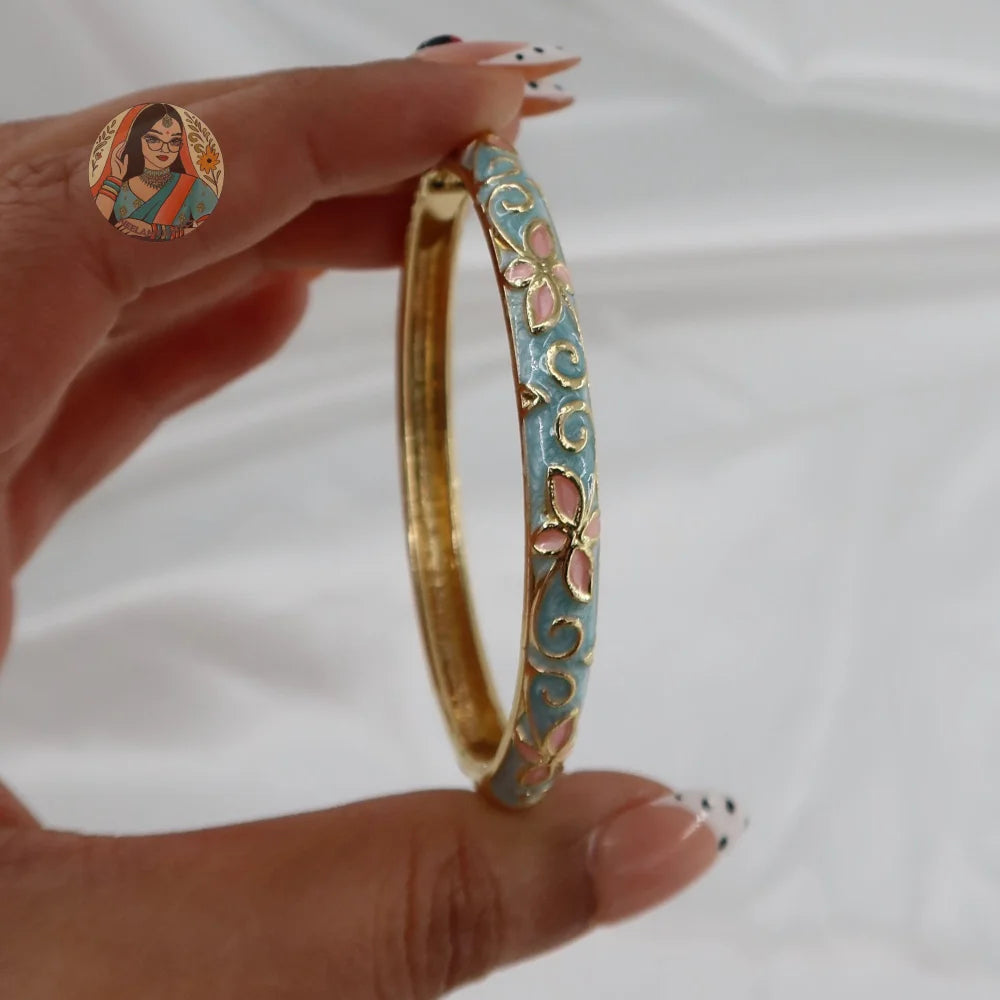Chameli Meenakari Bangle - 6 - Sky Blue/Pink