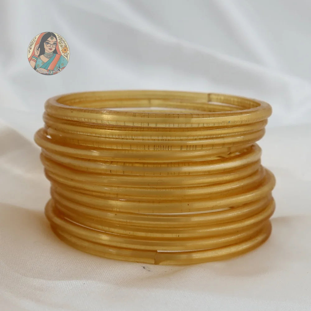 ’Champagne Gold’ Rang Pakka Glass Bangle Set