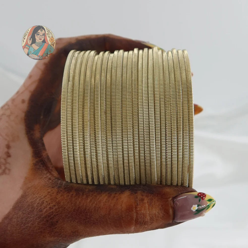 ’Champagne’ Shiny Plain Bangle Set