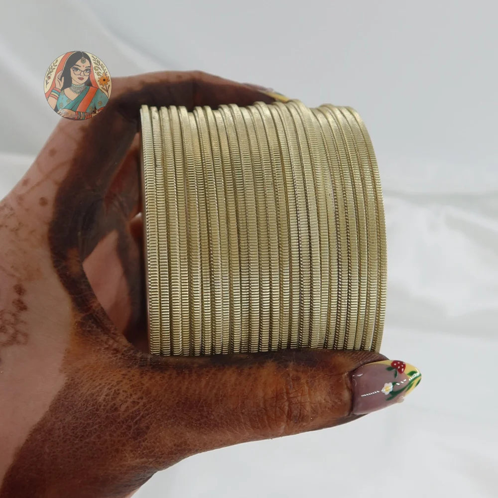 ’Champagne’ Shiny Plain Bangle Set