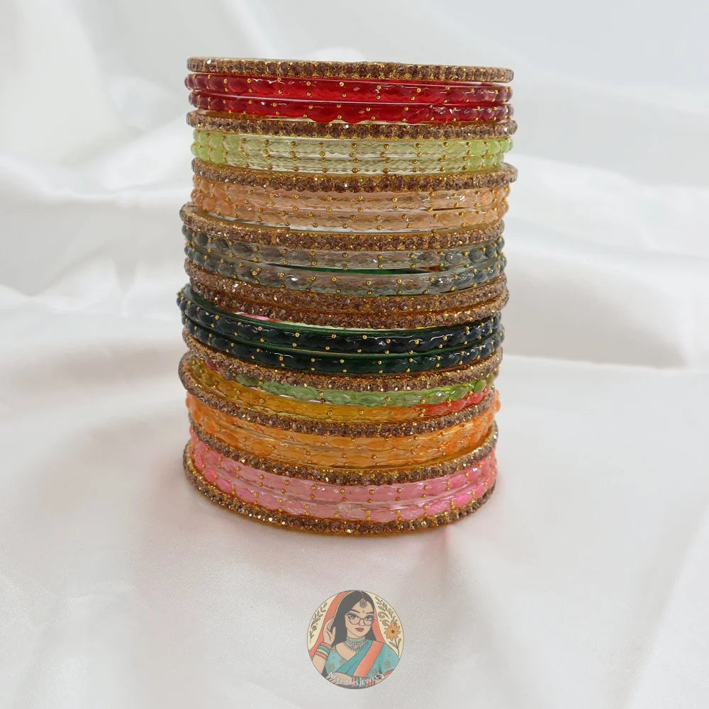 Chandni Gold Multidrop Glass Bangles