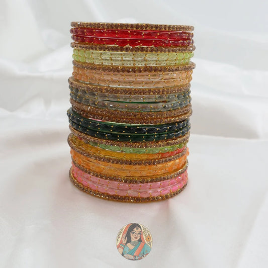 Chandni Gold Multidrop Glass Bangles