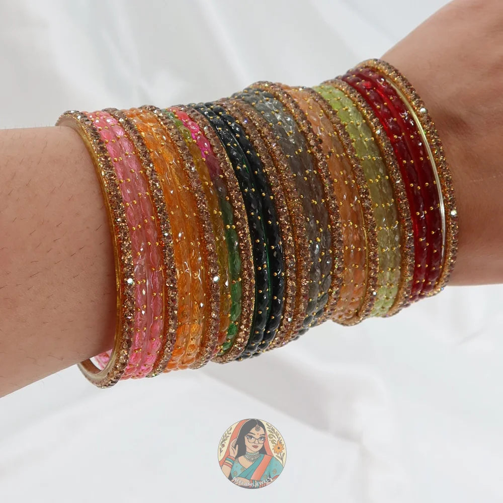 Chandni Gold Multidrop Glass Bangles