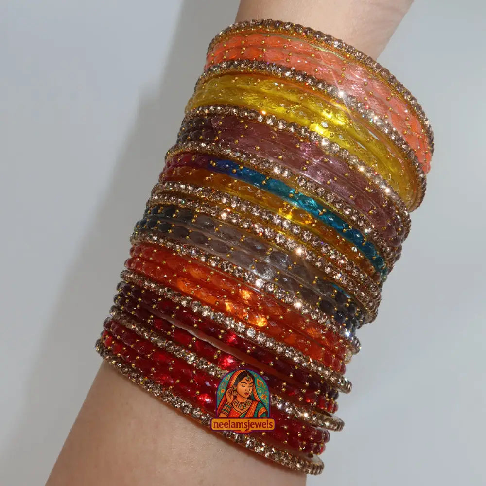 Chandni Gold Multidrop Glass Bangles