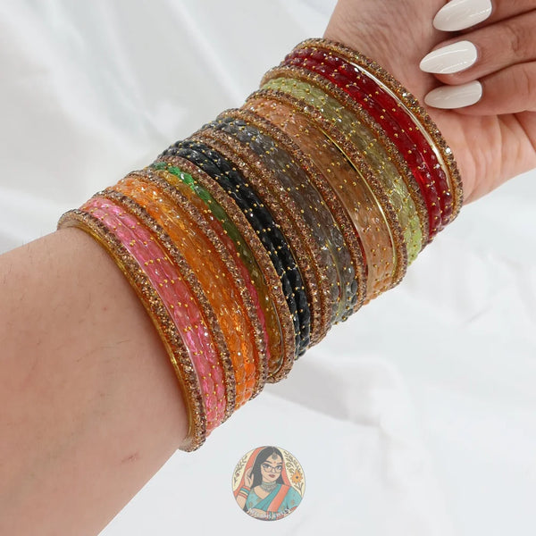 Chandni Gold Multidrop Glass Bangles