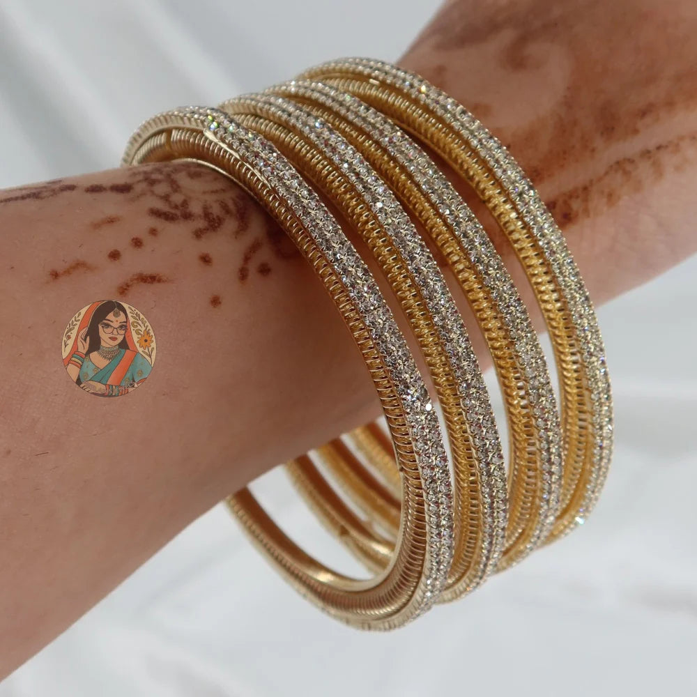 Chunky Gold Sparkle Bangles (4)