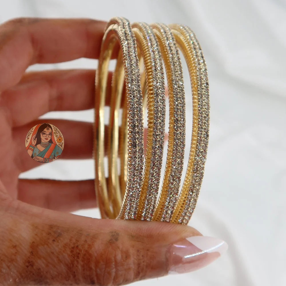 Chunky Gold Sparkle Bangles (4)
