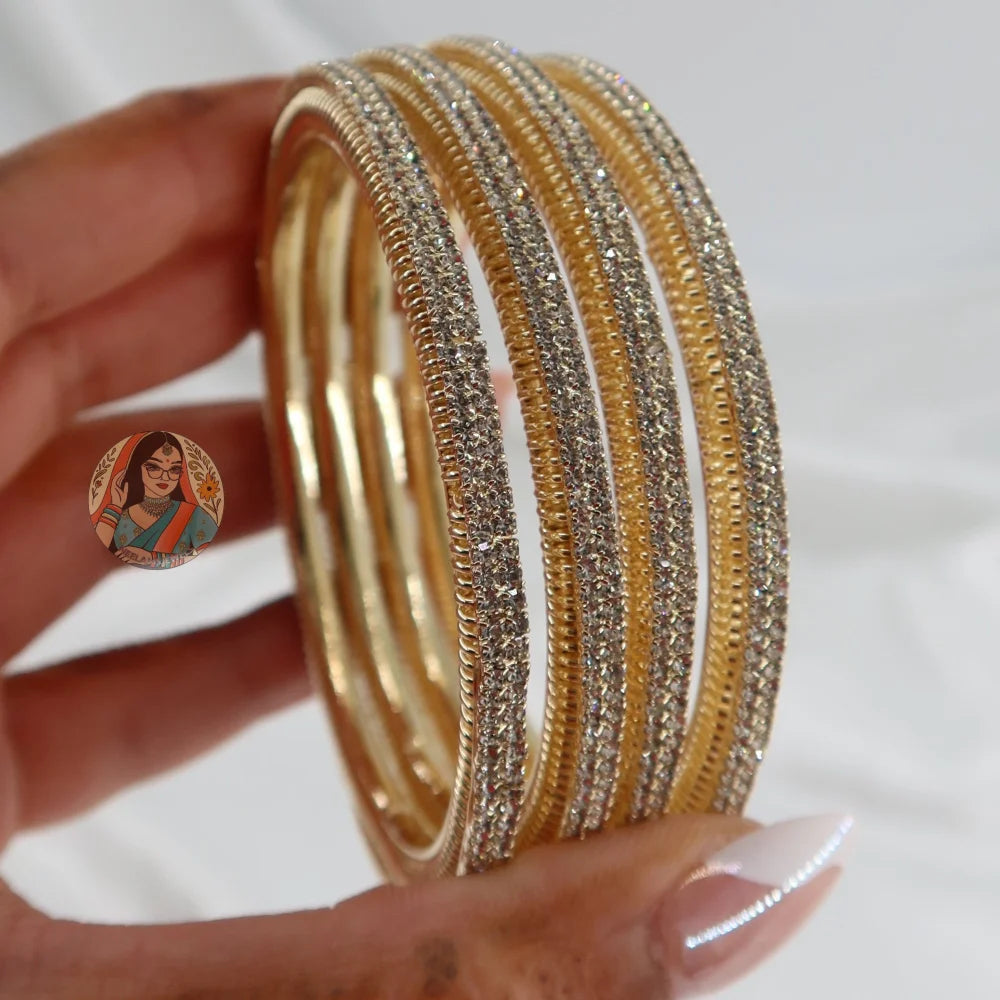 Chunky Gold Sparkle Bangles (4)