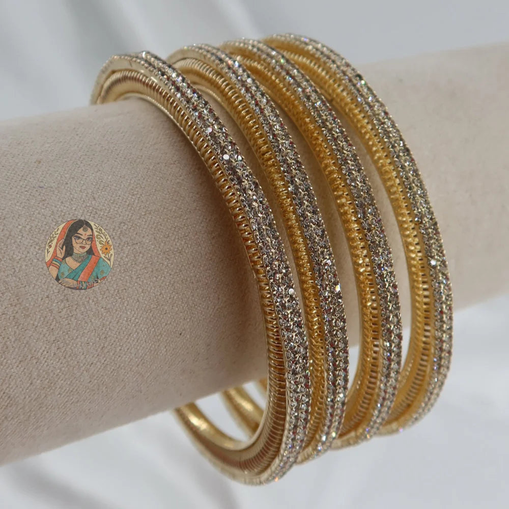 Chunky Gold Sparkle Bangles (4)