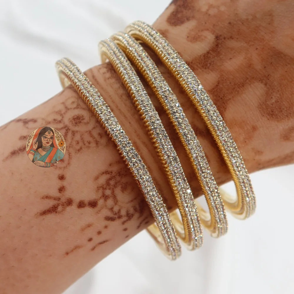 Chunky Gold Sparkle Bangles (4)