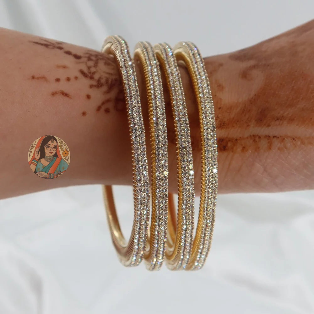 Chunky Gold Sparkle Bangles (4)