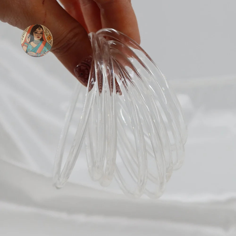 ’Clear’ Glossy Katrina Glass Bangle Set