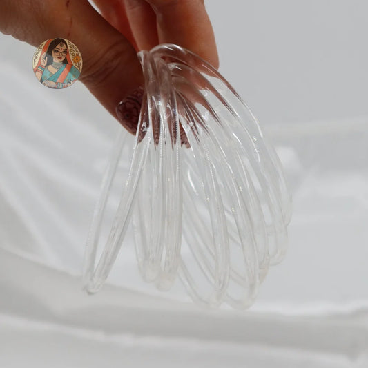 ’Clear’ Glossy Katrina Glass Bangle Set